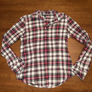 Brooks Brothers Top Womens Size 2 Red Green Plaid Flannel Pockets Button Casual